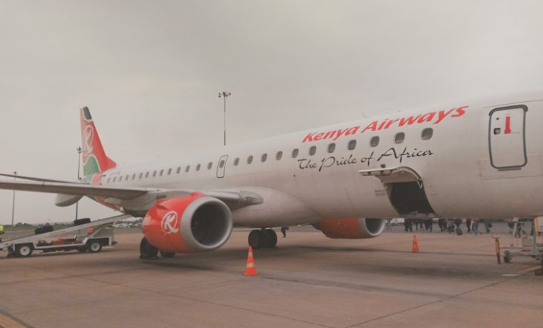 Kenya Airways (KQ) airline at the Jomo Kenyatta International Airport
