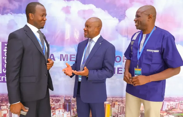 Prof. Theophile Azomahou, Executive Director Africa Research Consortium (AERC) (center) with Raymond K. Boumbouya, Principal Economist African Export- Import Bank and Prosper Dovonon, Associate Professor, Concordia University Research Chair during the Africa meeting of the econometric society held in Nairobi.