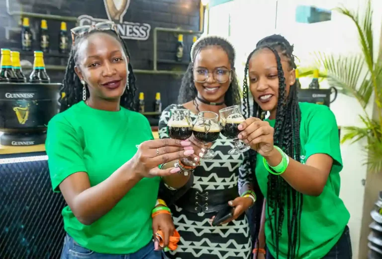 Revelers Benjamin Kariuki, John Mugi, Rodney Mburu and Rocky Njoroge pose for a photo during the Beer Festival held at Nairobi Street Kitchen on the 8th – 9th July.