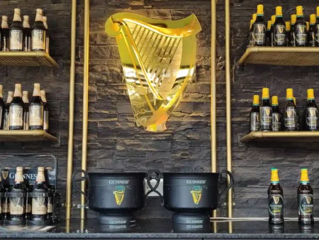 The Guinness Brighthouse with Guinness beers arranged on the shelf