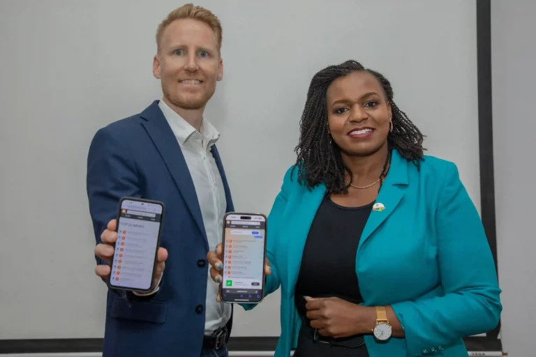 Pauline Kieleko, HoD Digital Service Safaricom and Martin Neilsen, CEO of Mdundo during the launch of the Mdundo Subscription Service in Nairobi.