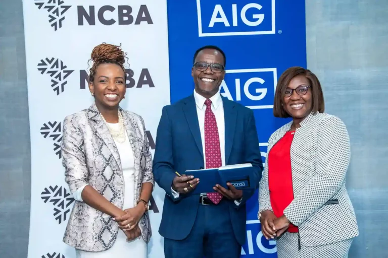 From Left to right Louisa Wandabwa – NCBA Group Chief of Staff and Director of Strategy John Gachora - Group Managing Director - NCBA Stella Njunge - Managing Director - AIG Kenya.