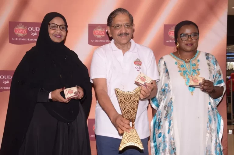 From Left: Chief Guest Dr. Fatuma Hirsi, Sekar Ramamoorthy MD PZ Cussons and Hafsa Authur display the new Oud range during its official launch