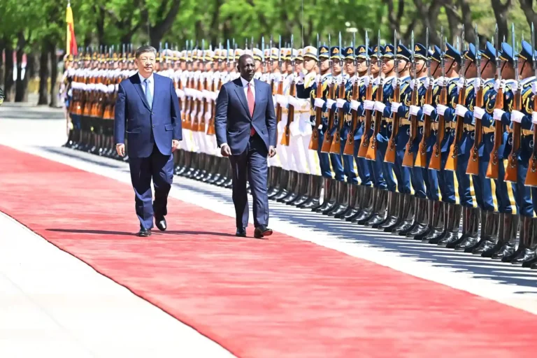 President William Ruto and President Xi Jinping at the Great Hall of the People, Beijing.