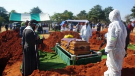 An image showing a burial in progress