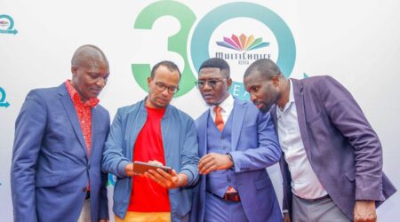 Chief Executive Officer of the Kenya Film Commission, Timothy Odhiambo Owase; MultiChoice Kenya CEO, Nzola Miranda; Principal Secretary for Youth Affairs, Fikirini Jacobs; and Kenya Film Commission Chairman, Sudi Wandabusi, during a MultiChoice Kenya event marking 30 years of operations in the country.