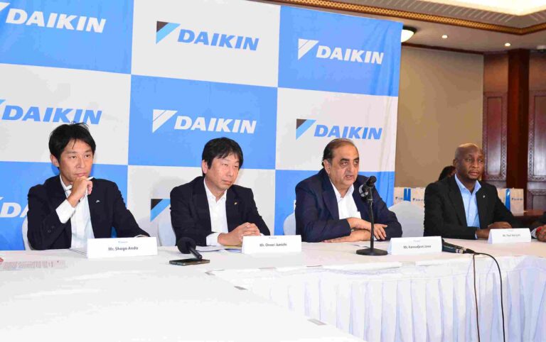 Daikin India Opens Nairobi Office to Accelerate African Expansion L-R: Mr. Shogo Ando, Mr. Omori Junichi, Mr. Kanwaljeet Jawa, and Mr. Paul Muchiri during Daikin’s Nairobi office inauguration ceremony.