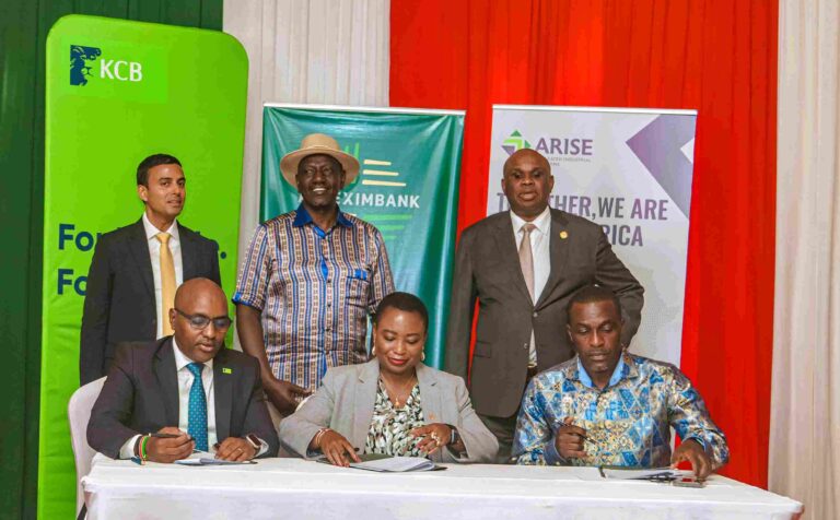 KCB Group and Afreximbank Sign $800M Financing Pact for Vipingo SEZ Investors Afreximbank’s Oluranti Doherty, KCB’s Paul Russo, and Arise IIP-Kenya’s George Olaka sign Vipingo SEZ financing agreement