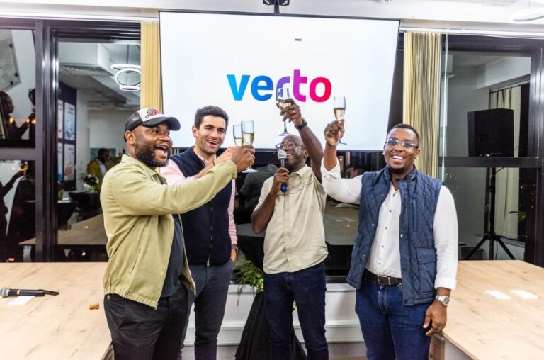 Verto and partner executives making a toast at Nairobi office launch event