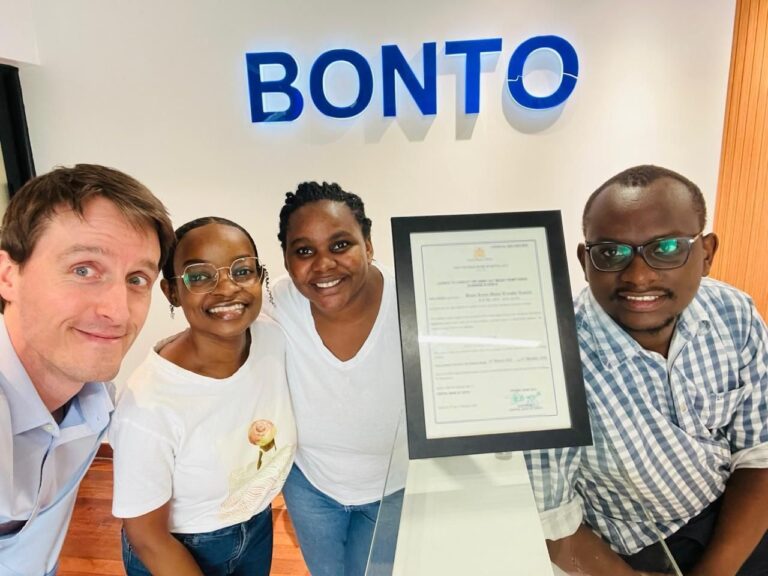 Bonto Kenya Shuts Down as CBK Revokes Remittance License Yoann Copreaux, founder of Bonto Kenya Money Transfer, and his team proudly display their Money Remittance Provider Licence certificate issued by the Central Bank of Kenya.