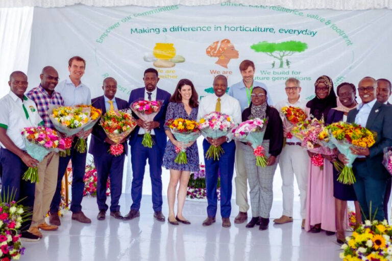 Flamingo Horticulture Naivasha expansion launch attended by Kenyan and UK officials, highlighting investment facilitation and trade partnership.