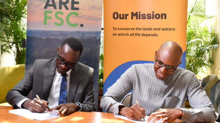 TNC and FSC Africa Forge Strategic Partnership for Forests and Climate Ademola Ajagbe and Dr. Peter O. Alele discussing Africa’s forest partnership and sustainable management