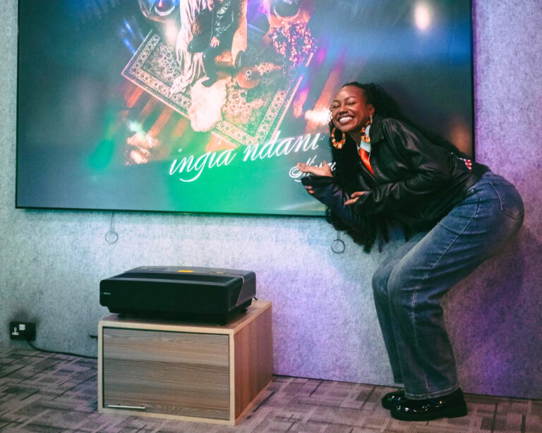 Njerae performing during the official music video shoot for Ingia Ndani, directed by Maghanga Collins, 2026