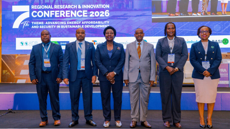 EPRA Director Dr John Mutua, Board Independent Director Simon Antony Njuguna, Uganda Minister of Energy Hon. Ruth Nankabirwa, Ministry Secretary Mohamed Birik, EPRA Board Independent Director Jennipher Nawoi Long'or and Acting Deputy Director Njoki Karanja Makau at the 7th Annual EPRA Research and Innovation Conference in Nairobi.