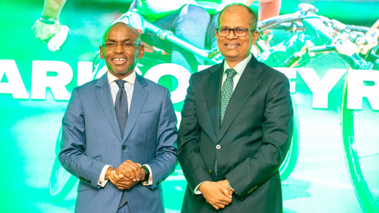 Dr. Peter Ndegwa, Group CEO Safaricom PLC, and Dilip Pal, Group Chief Finance and Innovation Officer Safaricom PLC, at the FY2026 full year results presentation on 7 May 2026