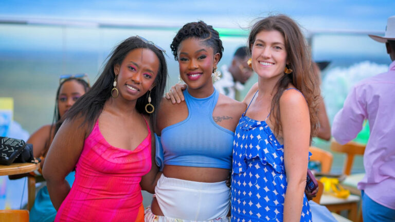 Natalie Njenga, Brand Lead International Brands at L'Oréal, Azziad Nasenya, and Marie Van Haesendonck, Managing Director L'Oréal East Africa, at the Garnier Even and Bright Serum Cleanser launch in Kenya