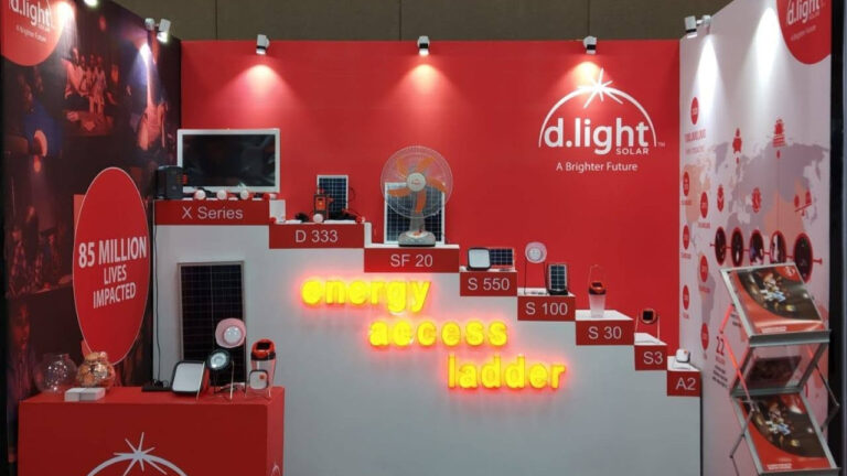 olar home system powered lights in a rural Sub-Saharan African household at night