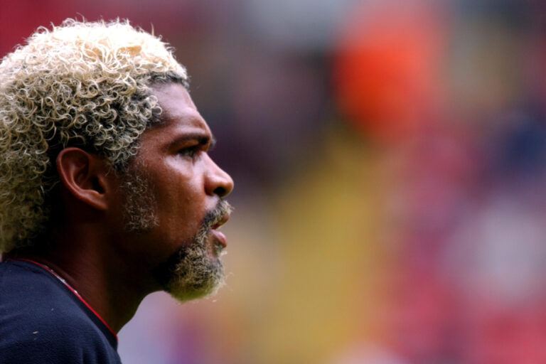 Liverpool defender Abel Xavier in action during a Premier League match against Aston Villa at Villa Park, during his time as one of European football's most recognisable defenders.