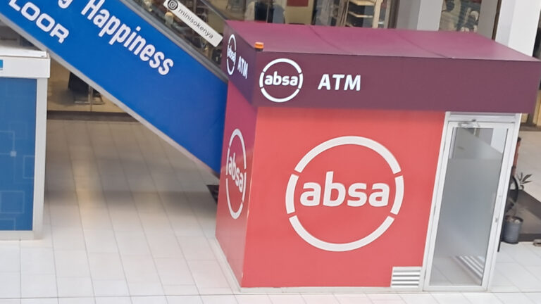 Absa Bank Kenya ATM booth inside a shopping mall in Eldoret.