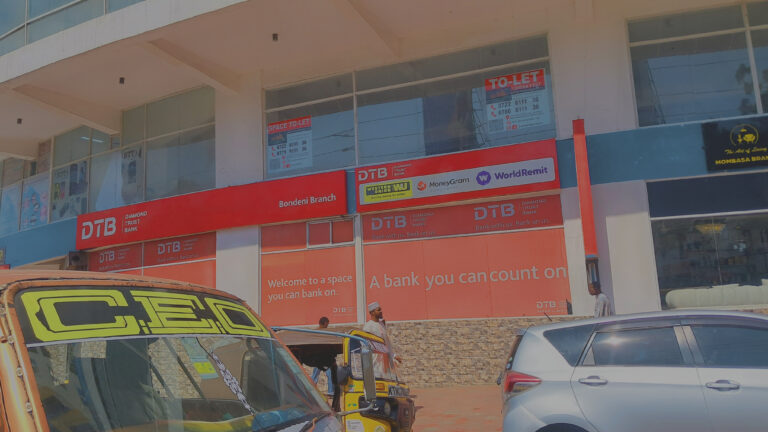 DTB Bondeni branch signage on a building exterior in Mombasa