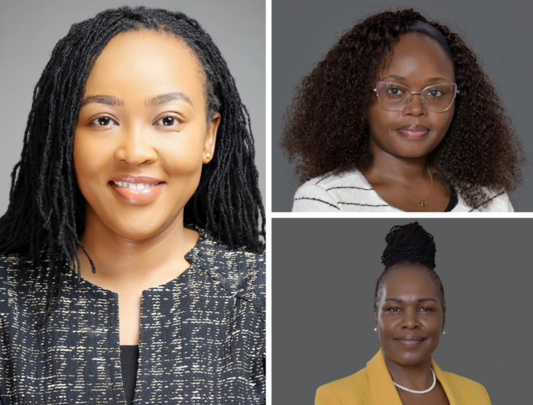 Portraits of GTBank Kenya appointees Irene Irungu, Esther Kihara and Ann Njogu in a three panel collage.